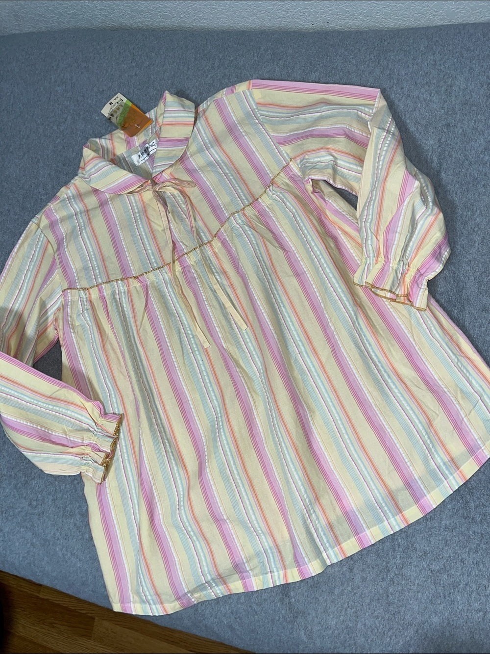 Maternity Pastel Top Medium Striped Longsleeve Seersucker